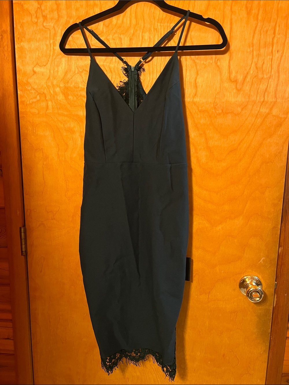 Lulu's Black Lace-Trim V-Neck Midi Dress